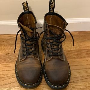 Dr. Martens distressed brown boots. Womens 9, mens 8. New. Never worn.